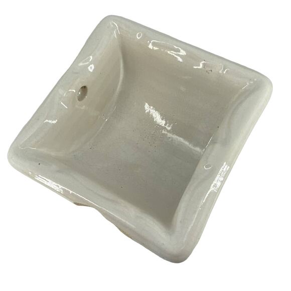 Vintage Ceramic Inset Toilet Paper Holder Rectangular Flawed Antique Art Deco - Picture 14 of 15